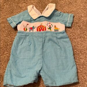 Blue Gingham Circus Romper